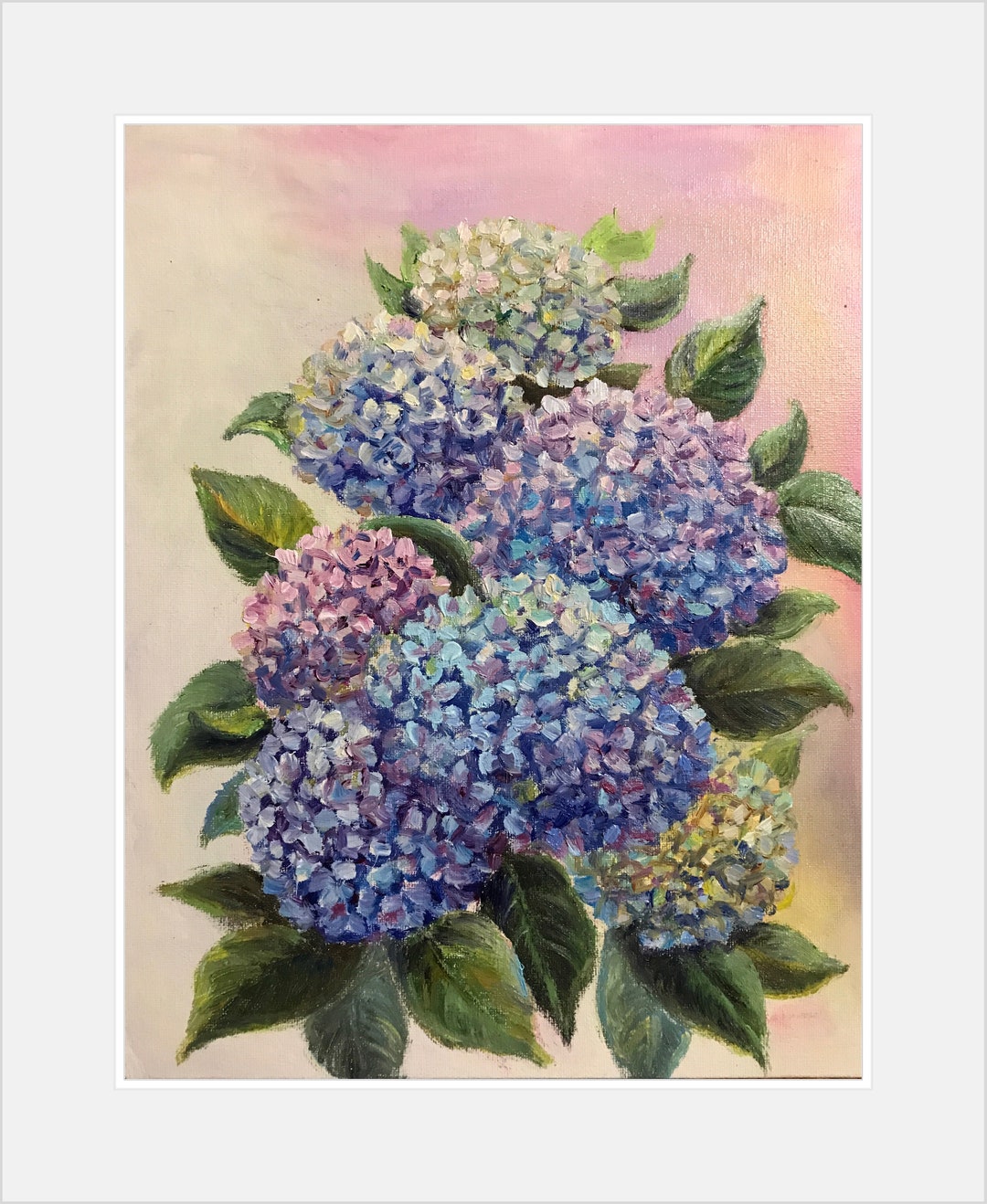 Purple Blue Flower Painting Original Oil Painting Hydrangea Wall Art ...