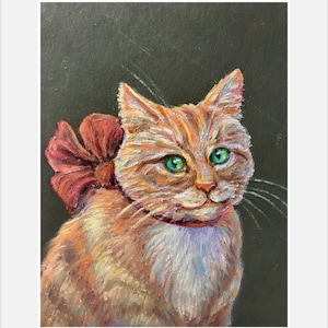 Red Cat Oil painting, Original art, Animal Wall Art 8x10 Canvas art Pet Portrait  Cat Art Cat lover gift Pet painting New Home Gift