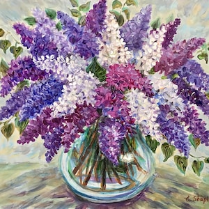 Original Acrylic Painting Lilac Flower Wall Art Flower painting 11x14 Floral Wall Decor Garden art Kitchen Wall Decor lilac painting
