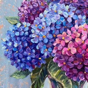 Purple Blue Flower Painting Original Oil Painting Hydrangea Wall Art ...