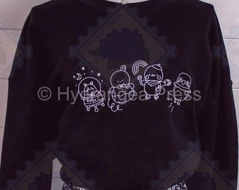 Quad/Pre 3.0 Deepspace Emoji Friends Dark Version Embroidered Otome Game Inspired Crewneck Sweatshirt