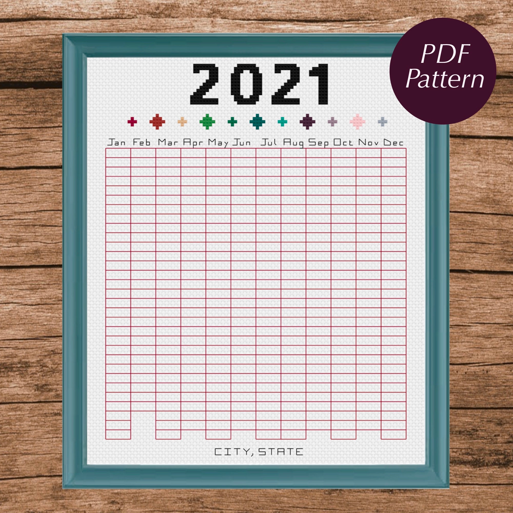 2021 Temperature Cross Stitch PDF Pattern | Etsy