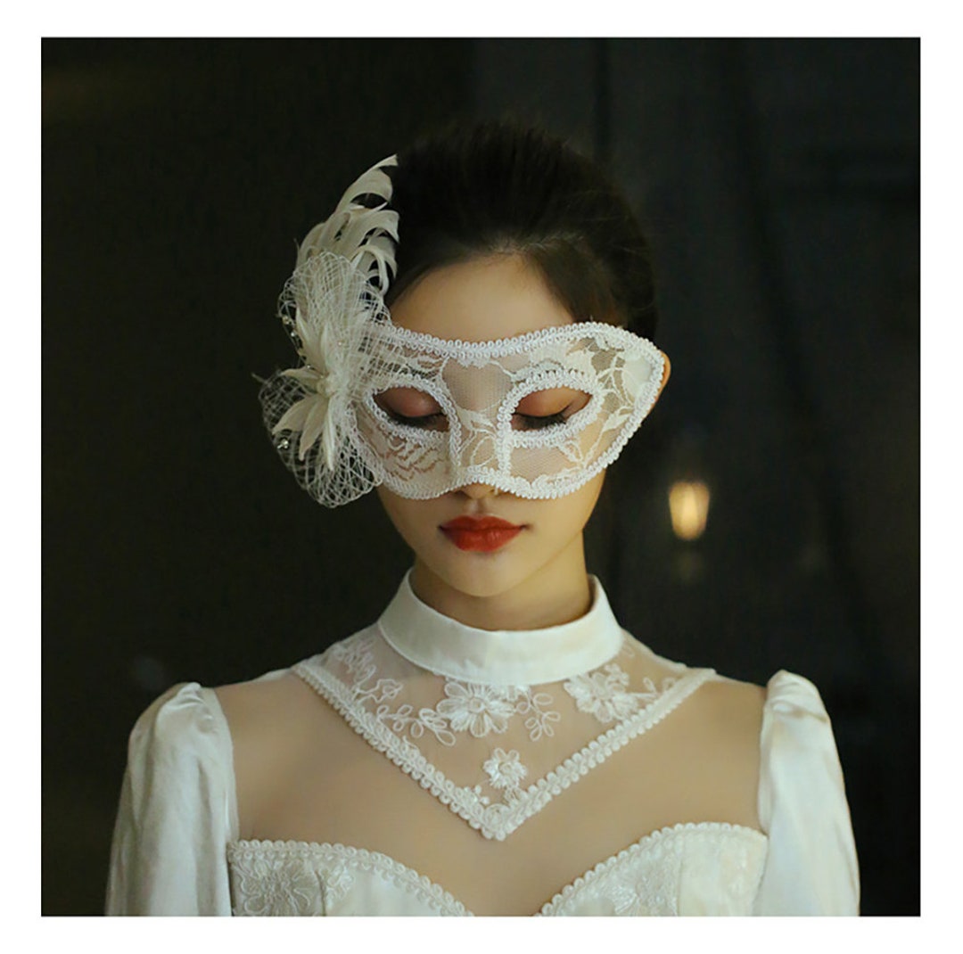 White Feather Maskmasquerade Maskhalloween Maskmasquerade Mask