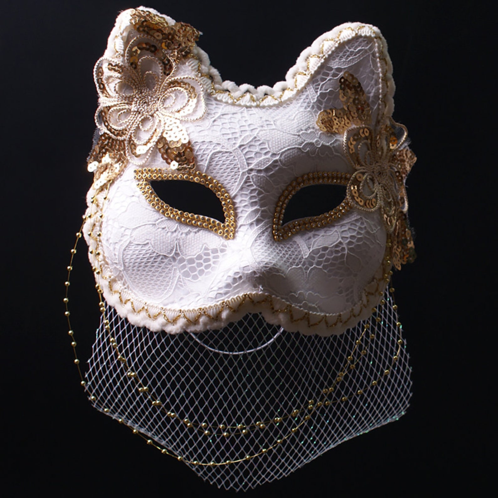 White Cat Maskmasquerade Maskhalloween Maskmasquerade Etsy