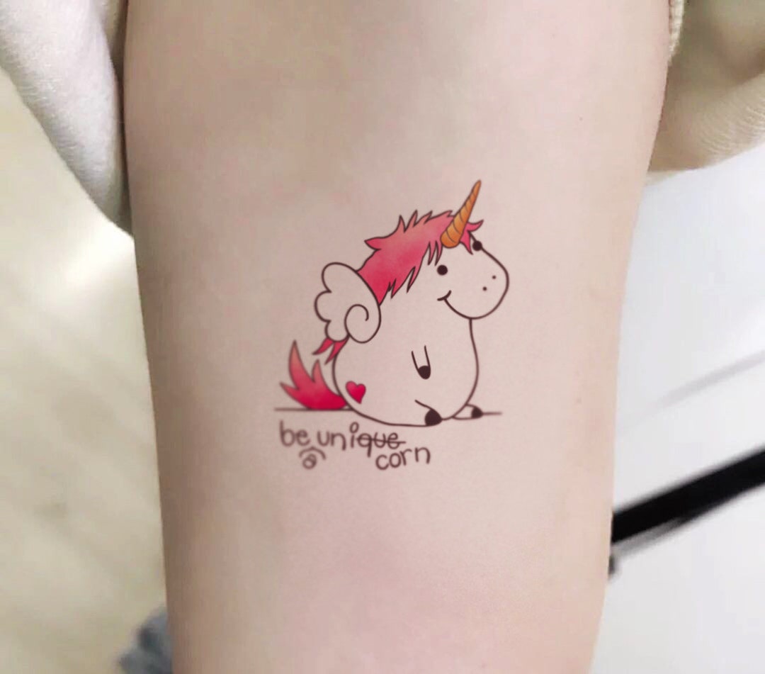 Pegatinas de tatuaje de unicornio de dibujos animados para niños
