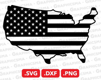 America Map Flag SVG File, American Flag Map DXF, America Png, United State Map Flag, United States of America SVG Files, Instant Download