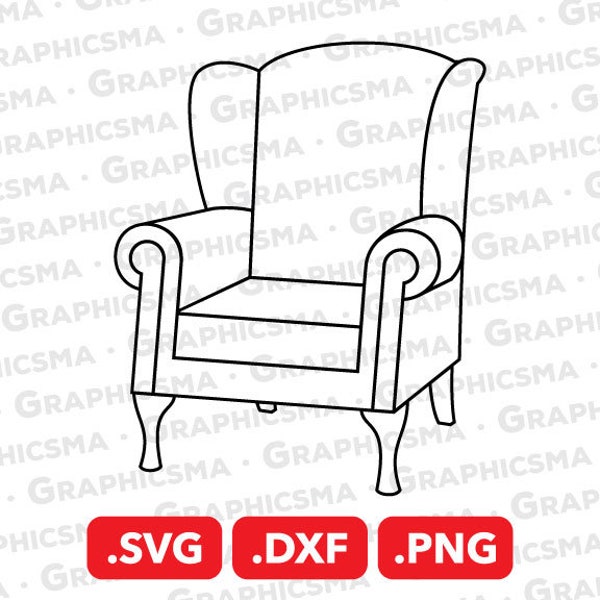 Wing Chair SVG File, Wing Chair DXF, Wing Chair Png, Wing Chair, Sofa Wing Chair Svg, Wing Chair Svg, Wing Chair SVG Files, Instant Download