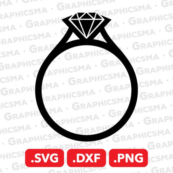 Diamond Ring SVG File, Diamond Ring DXF, Wedding Fiance Png, Fiancé Engagement Ring Fiancee Svg Cut, Diamond Ring SVG Files Instant Download