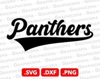 Baseball Style Name SVG File, Panthers Svg File, DXF Cricut Baseball Ribbon Custom Names, Panthers Svg, Panthers SVG Files, Instant Download