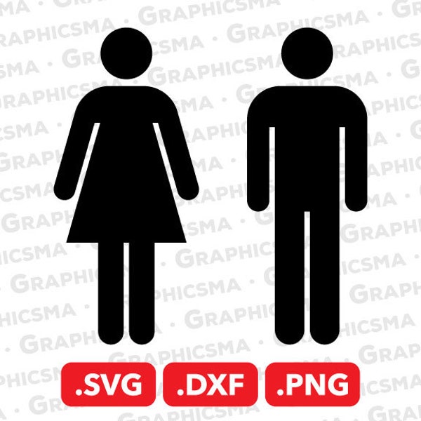 Male Female Sign SVG File, Male Female Sign DXF, Male Female Toilet Sign Png, Toilet Sign Svg, Male Female Sign SVG Files, Instant Download