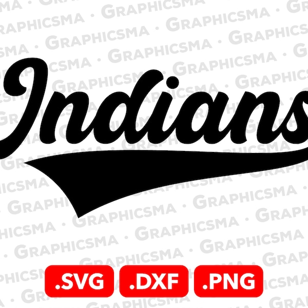 Baseball Style Name SVG File, Indians SVG File, Cricut Baseball Ribbon Custom Names Indian, Indians Svg, Indians SVG Files, Instant Download