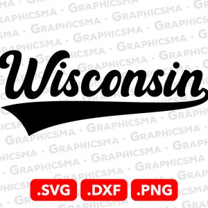 Baseball Style Name SVG File, Wisconsin SVG File, Cricut Baseball Ribbon Custom Names, Wisconsin Svg, Wisconsin SVG Files, Instant Download