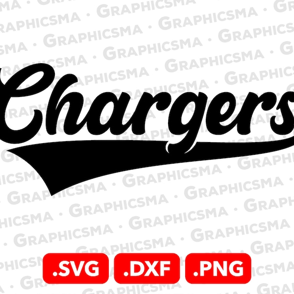 Baseball Style Name SVG File, Chargers SVG File, Dxf Cricut Baseball Ribbon Custom Names, Chargers Svg, Chargers SVG Files, Instant Download