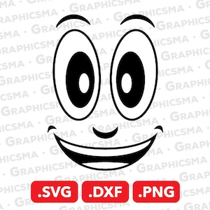 Cartoon Face SVG File, Cartoon Face DXF, Cartoon Face Png, Face Template Balloon Funny Smile Face, Cartoon Face SVG Files, Instant Download