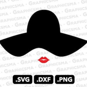 Woman Hat SVG File, Woman Hat DXF, Woman Hat Png, Woman Hat Svg, Women Hat Svg, Woman Hat Red Lips Svg, Woman Hat SVG Files Instant Download