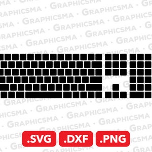 May include: Black and white keyboard silhouette with a separate number pad and arrow keys. The image includes the text .SVG .DXF .PNG.