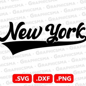 Arquivo SVG de nome de estilo de beisebol, arquivo SVG de Nova York, nomes personalizados de fita de beisebol Cricut Svg, Svg de Nova York, arquivos SVG de Nova York, download instantâneo