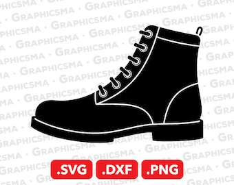 May include: A black silhouette of a lace-up boot with a thick sole.