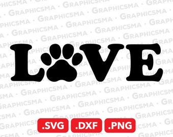 Paw Love SVG File, Dog Paw Love DXF, Love Dog Paw Png, Love Paw Svg, Dog Paw Love Svg, Paw Svg, Dog Paw Svg, Love SVG Files Instant Download