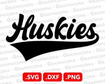 Baseball Style Name SVG File, Huskies SVG File, Cricut Baseball Ribbon Custom Names Dog, Dog Huskies Svg, Huskies SVG Files Instant Download