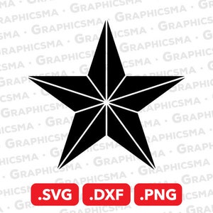 May include: A black, eight-pointed star with a white outline. The star is a simple, geometric design that can be used for a variety of purposes, such as crafts, decorations, or stencils.