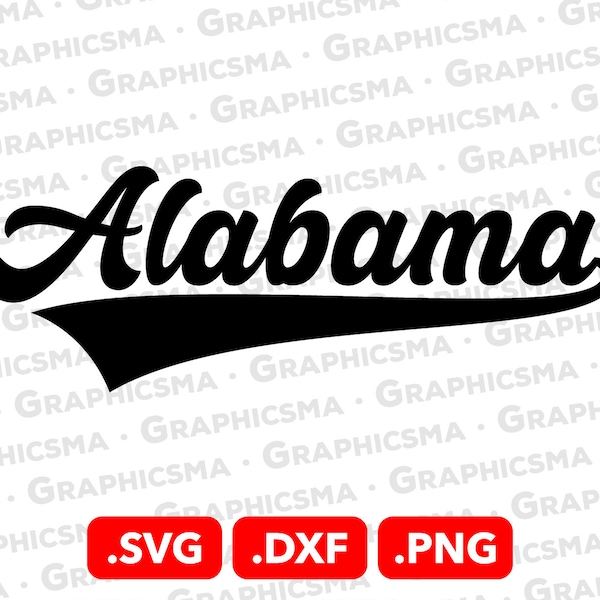 Baseball Style Name SVG File, Alabama SVG File, Cricut Baseball Styles Ribbon Custom Names, Alabama Svg, Alabama SVG Files, Instant Download