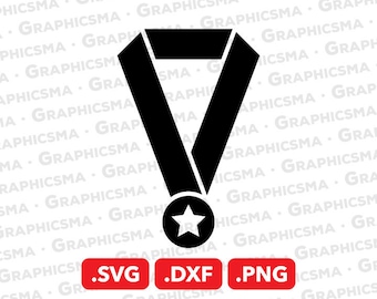 Medal SVG File, Medal DXF, Medal Png, Medal Silhouette, Medal Clipart, Champion Medal Svg, Gold Medal Svg, Medal SVG Files, Instant Download