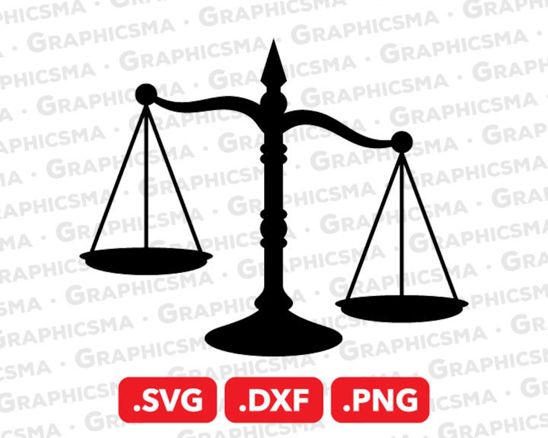 Scales of Justice SVG File, Tilted Scales of Justice DXF, Tilted Scales