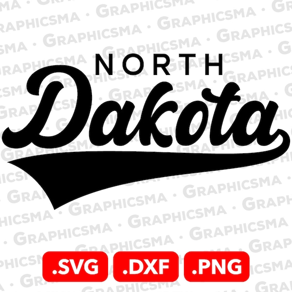 Baseball Style Name SVG File, North Dakota SVG File, Baseball Ribbon Custom Names, North Dakota Svg, North Dakota SVG Files Instant Download