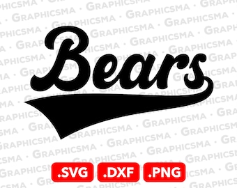 Baseball Style Name SVG File, Bears SVG File, Bears Cricut Baseball Ribbon Custom Names Dxf Png, Bears Svg, Bears SVG Files Instant Download