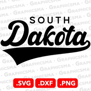 Baseball Style Name SVG File, South Dakota SVG File, Baseball Ribbon Custom Names, South Dakota Svg, South Dakota SVG Files Instant Download