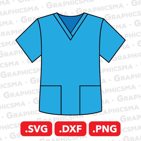 Scrub Shirt SVG File, Scrub DXF, Stethoscope Nurse Png, Scrubs Svg, Nursing Scrubs Blue Tshirt Svg, Scrub Uniform SVG Files Instant Download