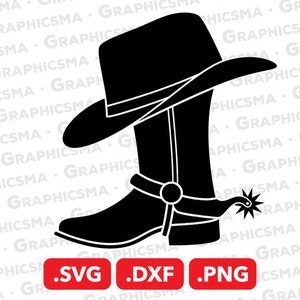 Cowboy Boot Hat SVG File, Cowboy Boots DXF, Cowboy Boots Hat Png, Cowboy Boot Spurs Boot Spur, Cowboy Boots Hat SVG Files, Instant Download