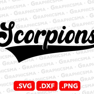 Baseball Style Name SVG File, Scorpions SVG File, Cricut Baseball Ribbon Custom Names, Scorpions Svg, Scorpions SVG Files, Instant Download