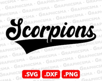 Baseball Style Name SVG File, Scorpions SVG File, Cricut Baseball Ribbon Custom Names, Scorpions Svg, Scorpions SVG Files, Instant Download