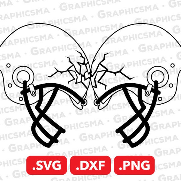 Football Helmet SVG File, Football Helmet DXF, American Football Helmet Smashing Png, American Football Helmet SVG Files, Instant Download