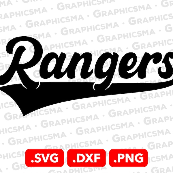 Baseball Style Name SVG File, Rangers SVG File, Rangers Cricut Baseball Ribbon Custom Names, Rangers Svg, Rangers SVG Files Instant Download