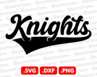 Baseball Style Name SVG File, Knights SVG File, Cricut Baseball Ribbon Custom Names Knight, Knights Svg, Knights SVG Files, Instant Download