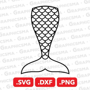 May include: Black and white outline of a mermaid tail with scales. The tail is in a standing position with the top of the tail at the top of the image and the bottom of the tail at the bottom of the image.