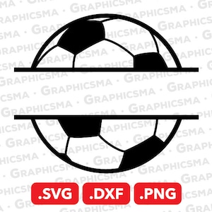 Peut inclure: Conception de monogramme divisé en noir et blanc avec un ballon de football. Le design est divisé en deux horizontalement avec un espace pour le texte au milieu. Le design est disponible aux formats SVG, DXF et PNG.