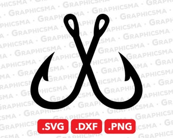 crossed fishing hooks svg Fish Single Color Transfer Type Decal – StickerDad & ShirtMama created and optimized for vinyl cutting Crossed Fish Hooks Svg, Skeleton