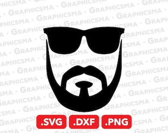 Beard Man SVG File, Beard Man DXF, Beardman Png, Beard Man With Shades Svg, Beard Dad Svg, Bearded Dad, Beard Man SVG Files Instant Download
