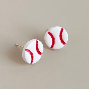 Baseball Stud Earrings Polymer Clay Lightweight Sports Fan Jewelry Baseball Mom Gift Cute Game Day Accessory Minimal Athletic Earrings