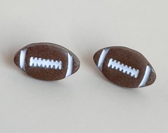 Handmade Football Stud Earrings Polymer Clay Lightweight Football Mom Gift Game Day Fan Jewelry for Her Team Spirit Everyday Wear