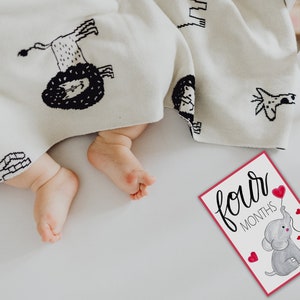 Cartes du mois de bébé | dessinées à la main Cartes imprimables | | de Baby Milestone cartes d’étape mensuelles | Cartes animal, Cadeau de baby shower, cadeau de dernière minute
