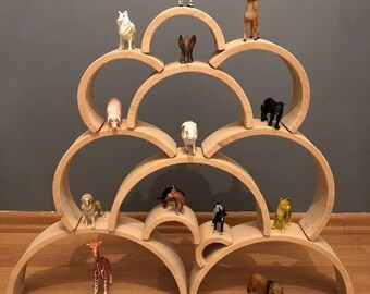 12pcs Wooden Stacker Toy, Waldorf Rainbow Stacker, Rainbow Wooden Puzzle, Nursery, Montessori Toys