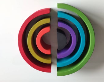 7pcs Colorful Wooden Stacker Toy, Waldorf Stacker, Wooden Puzzle, Nursery, Montessori Toys