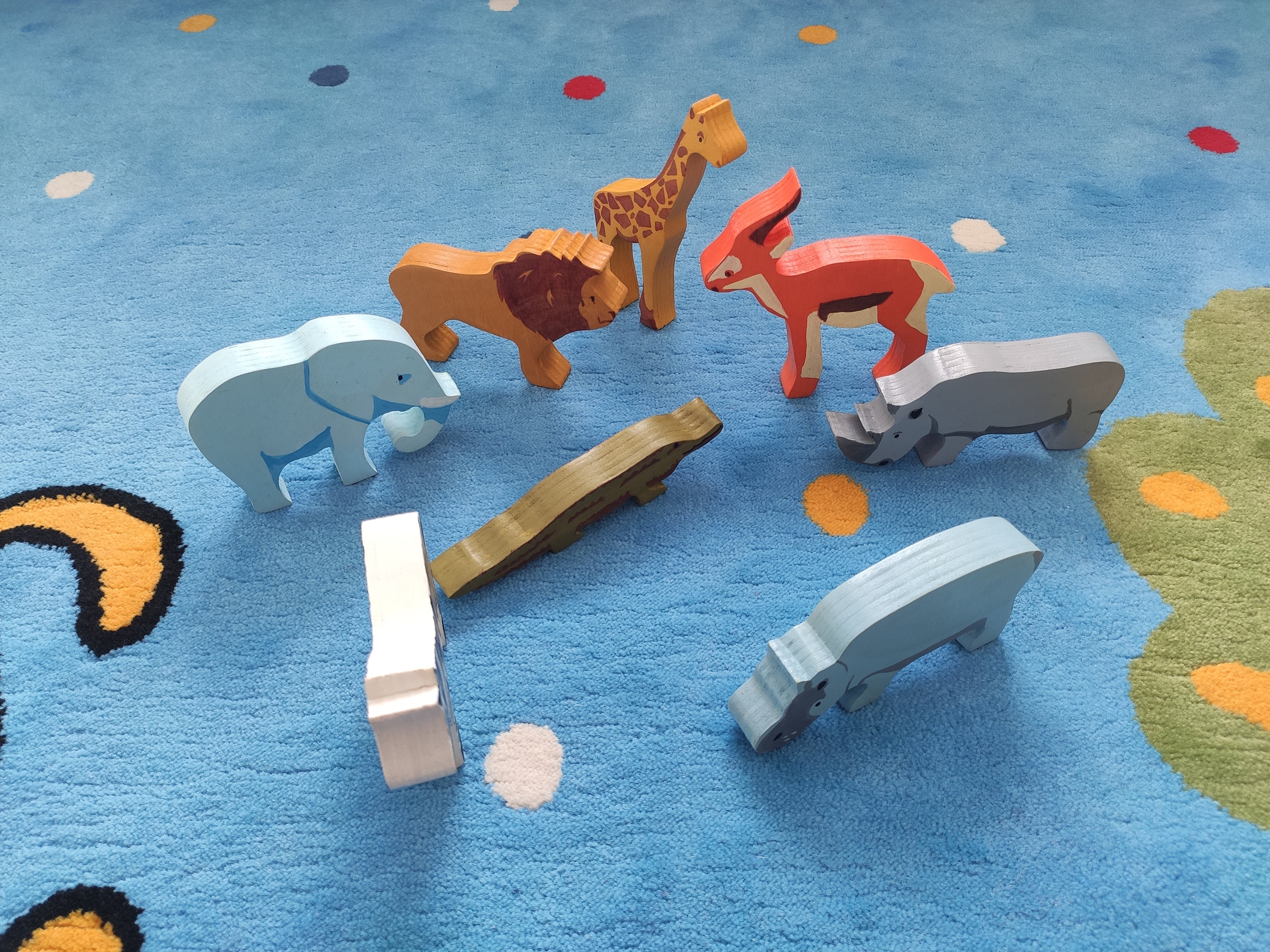 African Animals Toy Set Wooden Toys Toys for Toddler Etsy