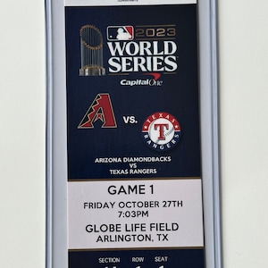 2023 MLB WORLD SERIES 10/27 Ticket Stub Arizona Diamondbacks @ Texas Rangers Spiel 1