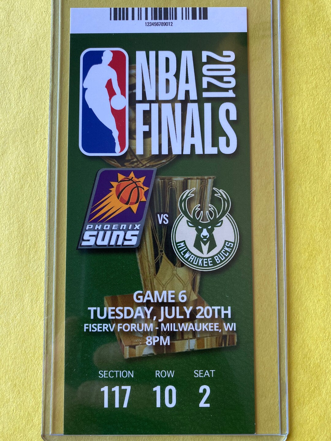 2021 NBA FINALS 7/20/21 Ticket Stub Phoenix Suns Vs Milwaukee
